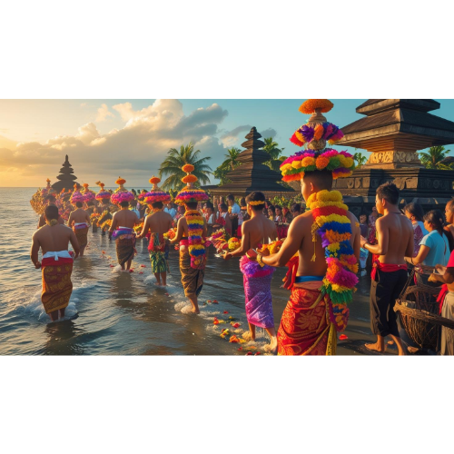 Upacara Melasti di pantai